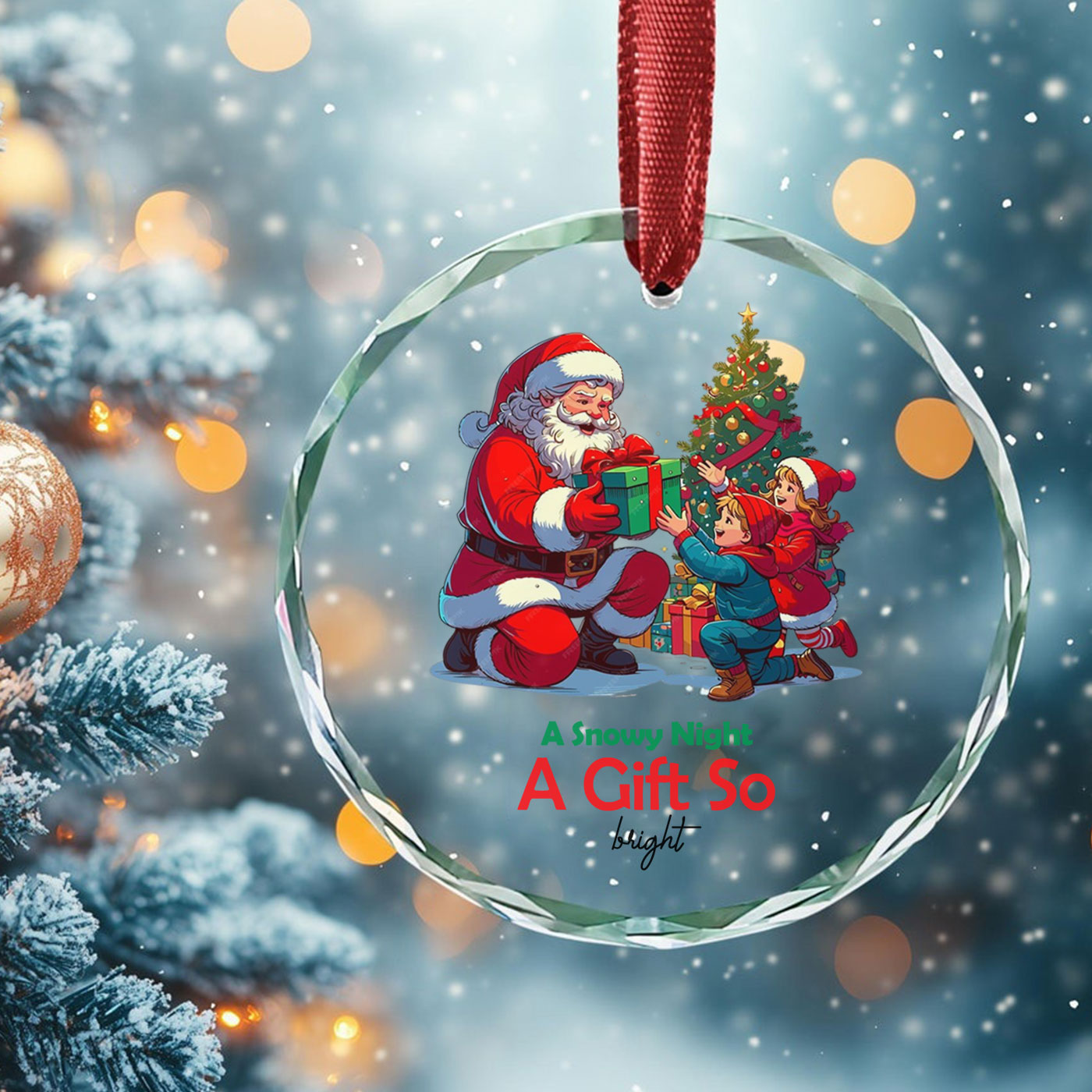 Santa's Christmas Gift Giving | Celebrate the Magic of the Season | Glass Ornament